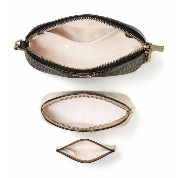 New Kate Spade Spencer Metallic Dot Mixed Material Crossbody Set Black Multi - Picture 6 of 6